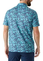 Short Sleeve Tropical Print Polo Shirt