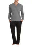 Knit Pajama Set Grey with Black