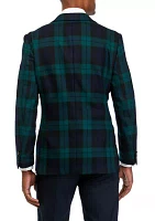 Single Breasted 2 Button Front Plaid Sport Coat