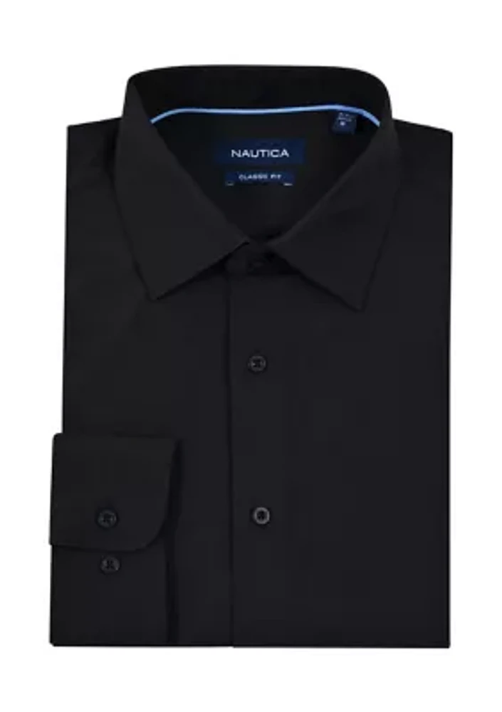 Classic Black Solid Dress Shirt