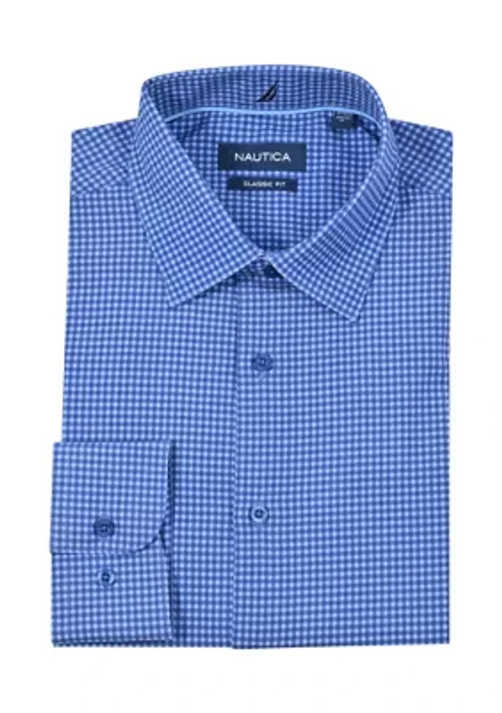 Blue Micro Plaid Dress Shirt