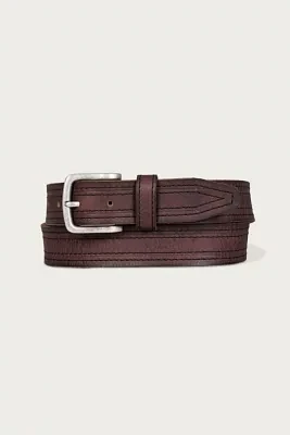 Antiqued Leather Belt with Stitch Detail