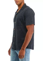 Slub Knit Camp Button Down Shirt