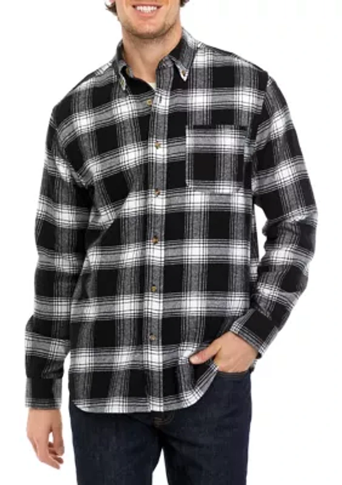 Long Sleeve Plaid Printed Flannel Shirt