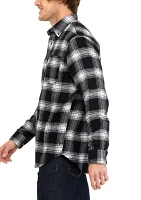 Long Sleeve Plaid Printed Flannel Shirt