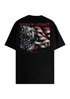 Short Sleeve Dog American Flag Graphic T-Shirt