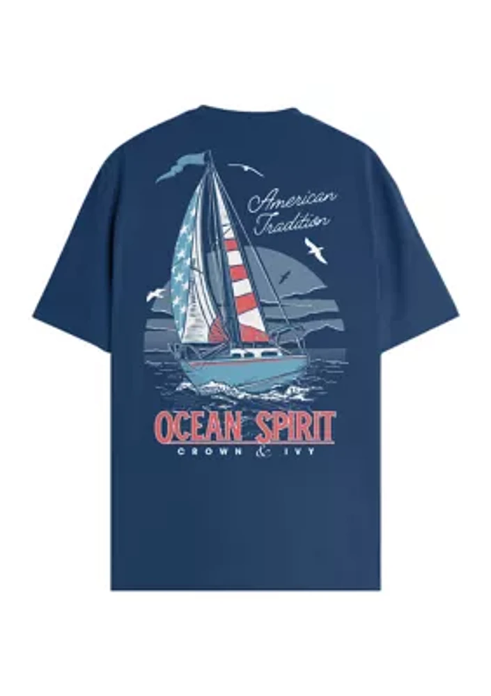 Flag Sailboat Short Sleeve Graphic T-Shirt