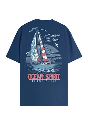 Flag Sailboat Short Sleeve Graphic T-Shirt