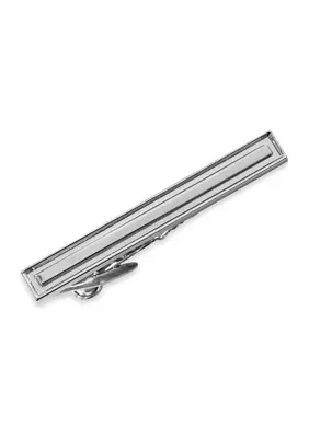 Silver Tone Edge Tie Bar