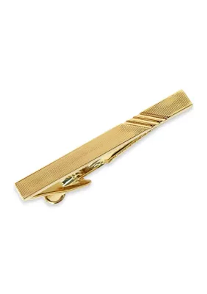 Gold Tone Stripe Tie Bar