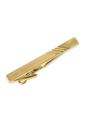 Gold Tone Stripe Tie Bar