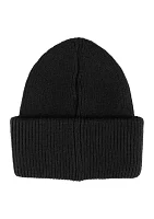 Knit Rolled Cuff Beanie with Rubber Logo