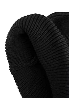 Knit Rolled Cuff Beanie with Rubber Logo