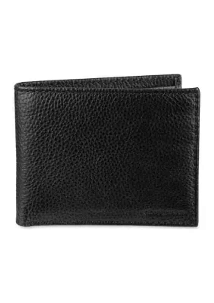 RFID Pebbled Leather Billfold Wallet with Removable Card Case