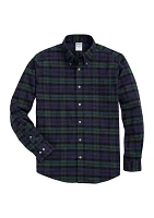 Portuguese Flannel Polo Button Down Collar, Black Watch Shirt