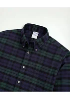 Portuguese Flannel Polo Button Down Collar, Black Watch Shirt