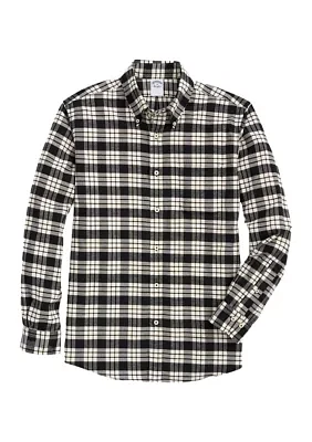 Men's Portuguese Flannel Polo Button Down Collar Plaid Shirt