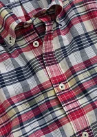 Men's Washed Cotton Madras Button-Down Collar Sport Shirt