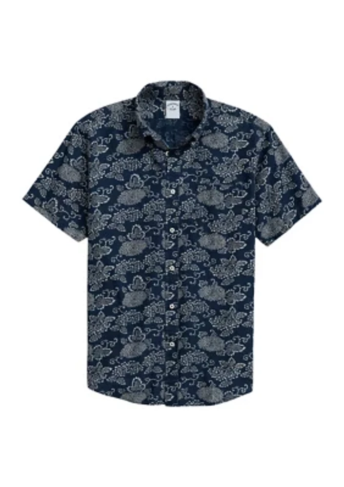 Men's Signature Indigo Print Short Sleeve Sport Shirt