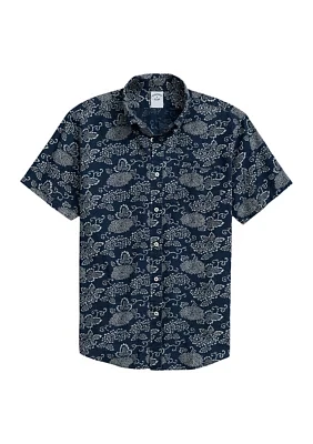 Men's Signature Indigo Print Short Sleeve Sport Shirt