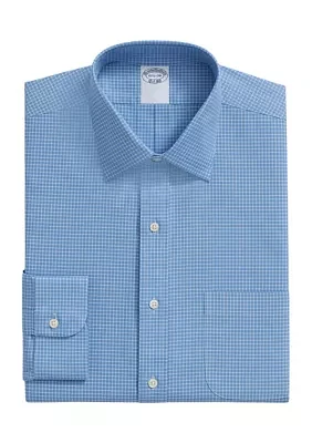 Stretch Supima® Cotton Non-Iron Royal Oxford Ainsley Collar, Windowpane Dress Shirt