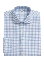 Stretch Supima Cotton Non-Iron Oxford - Royal English Spread Collar, Gingham Dress Shirt