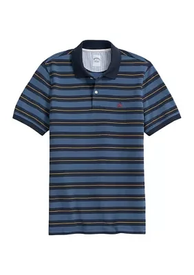 Short Sleeve Variegated Stripe Polo Shirt