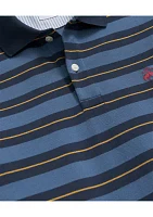 Short Sleeve Variegated Stripe Polo Shirt