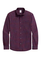 Men's Sport Long Sleeve Gingham Printed Shirt