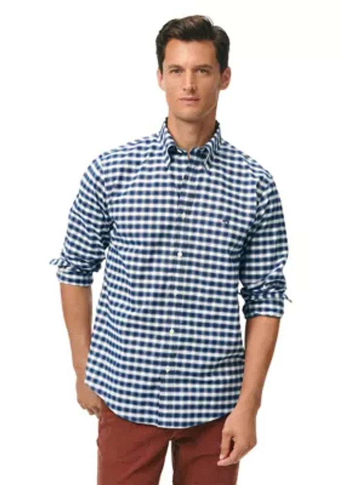 Long Sleeve Non Iron Checkered Oxford Shirt