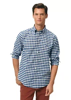 Long Sleeve Non Iron Checkered Oxford Shirt