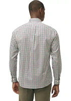 Stretch Supima Cotton Non-Iron Oxford Polo Button Down Collar Checked Shirt