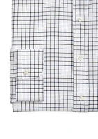 Stretch Supima Cotton Non-Iron  English Spread Collar, Alternating Windowpane Dress Shirt