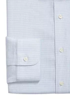 Men's Stretch Supima Cotton Non Iron English Spread Collar Micro Grid Dress Shirt