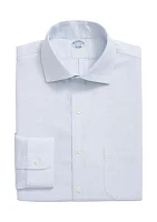 Men's Stretch Supima Cotton Non Iron English Spread Collar Micro Grid Dress Shirt