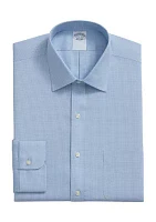 Men's Stretch Supima Cotton Non Iron Pinpoint Oxford Ainsley Collar Micro Grid Dress Shirt