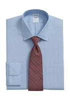 Men's Stretch Supima Cotton Non Iron Pinpoint Oxford Ainsley Collar Micro Grid Dress Shirt