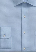 Men's Stretch Supima Cotton Non Iron Pinpoint Oxford Ainsley Collar Micro Grid Dress Shirt