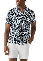 Men's Short Sleeve Stretch Knit Printed Button Down Shirt