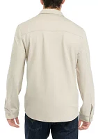 Men's Long Sleeve Collared Snap Shirt Jacket