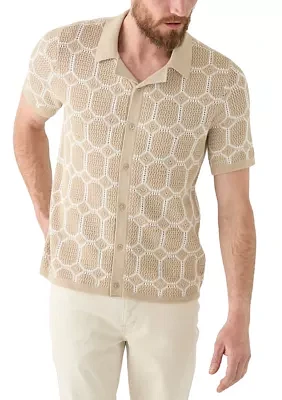 Men's Open Stitch Button Front Sweater Knit Cardigan