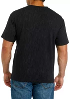 Solid Crew Neck Jacquard T-Shirt