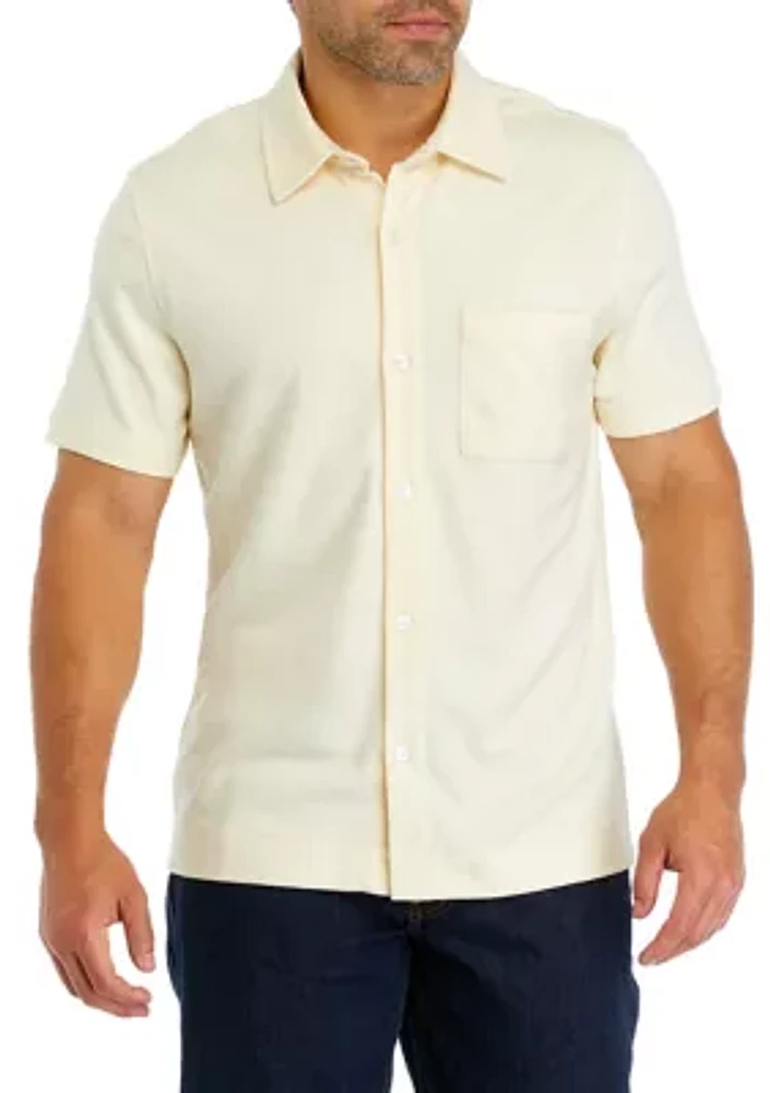 Collared Button Down Jersey Shirt