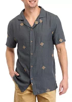 Men's Short Sleeve Woven Embroidered Shirt