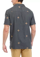 Men's Short Sleeve Woven Embroidered Shirt