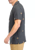 Men's Short Sleeve Woven Embroidered Shirt