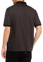 Men's Zip Up Jacquard Polo Shirt