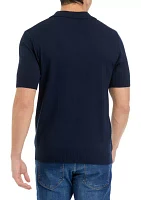 Men's Short Sleeve Pointelle Polo Sweater