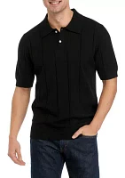 Short Sleeve Textured Stripe Polo Shirt