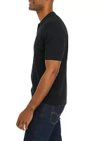 Men's Short Sleeve Cable Ribbed Polo Shirt